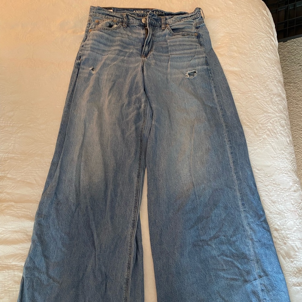 American Eagle Blue Wide-Leg Flare Jeans